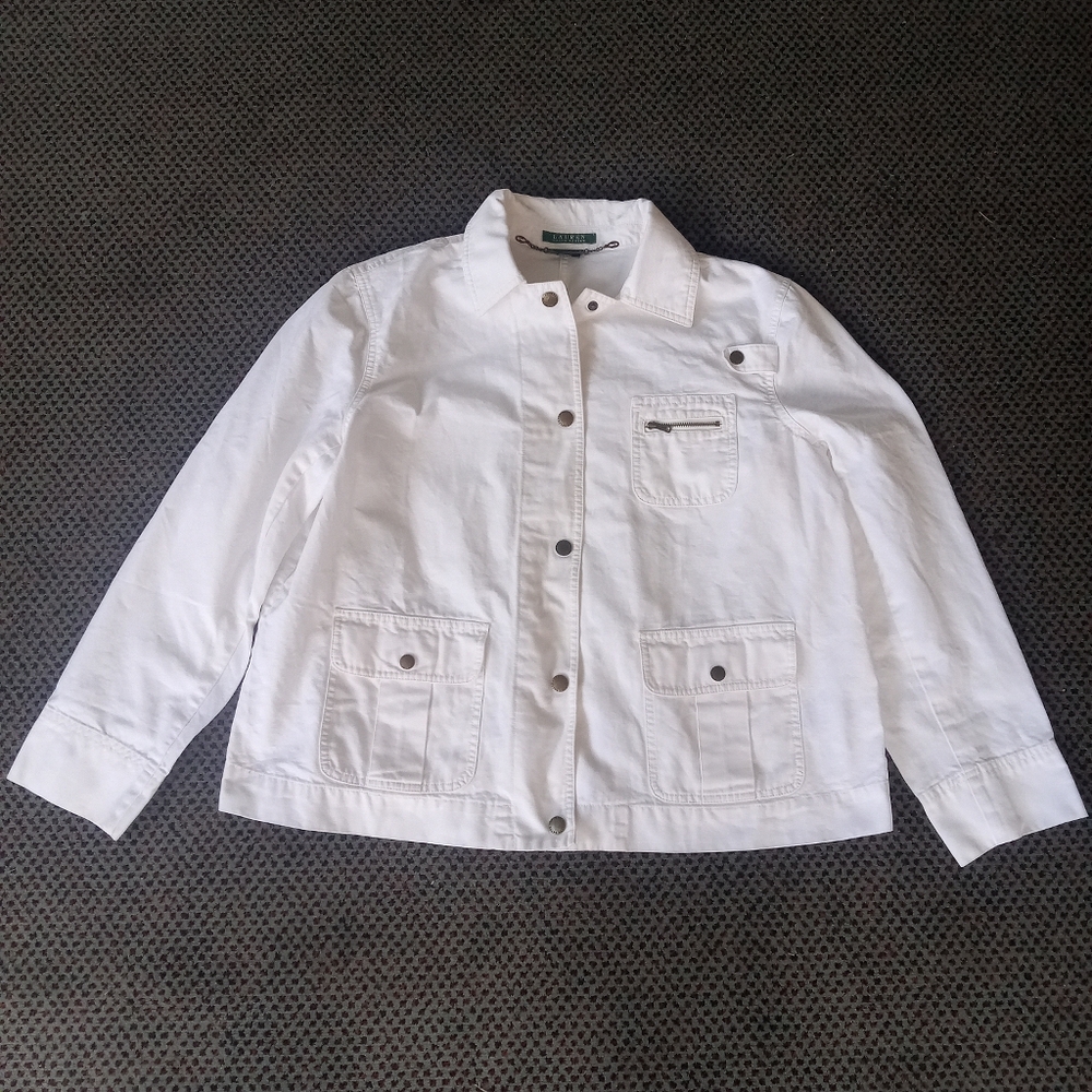 White Cotton Utility Jacket - Lauren Ralph Lauren